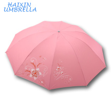 Moda rosa compacto lluvia sol paraguas al por mayor personalizado publicidad promocional sol playa plegable Umberella con impresión LOGO